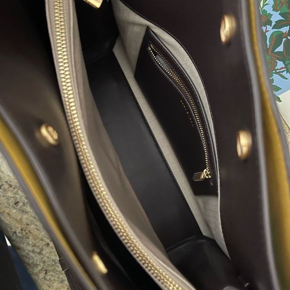 Tory Burch Women's Lee Radziwill Double Bag Handbag Embossed Pumpernickel - Picture 13 of 17